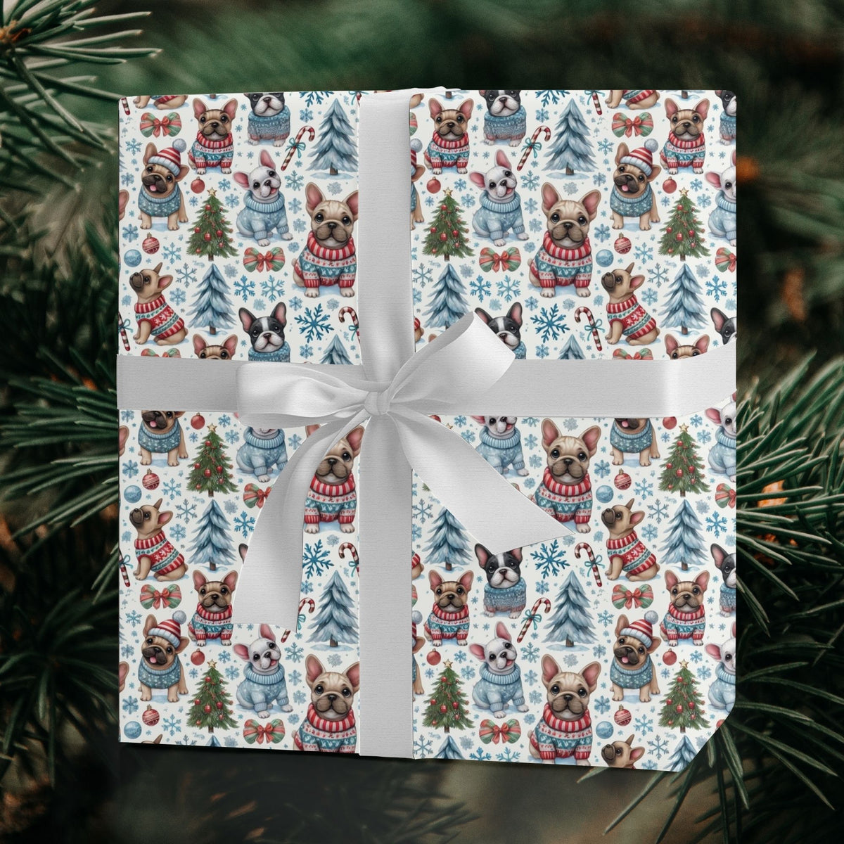 French Bulldog Christmas wrapping paper