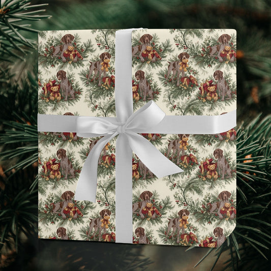 German Shorthaired Pointer Liver and Roan Christmas wrapping paper