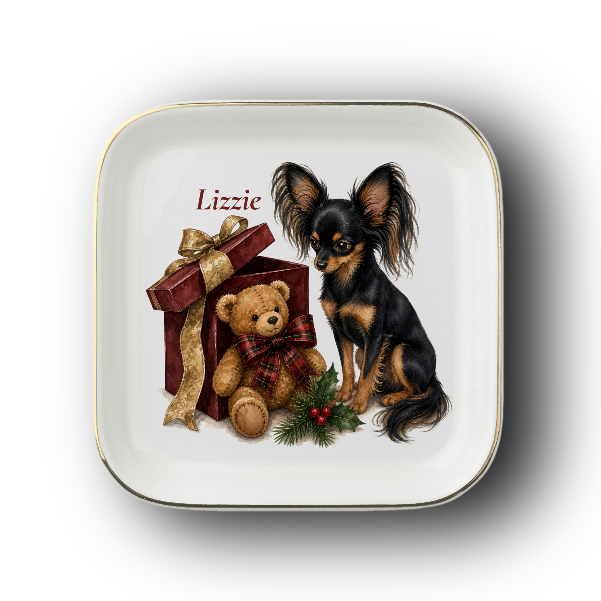 Russian Toy jewelry dish on a white background