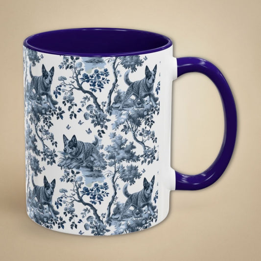 Australian Cattle Dog Petite Garden Toile 11 oz ceramic mug, right view