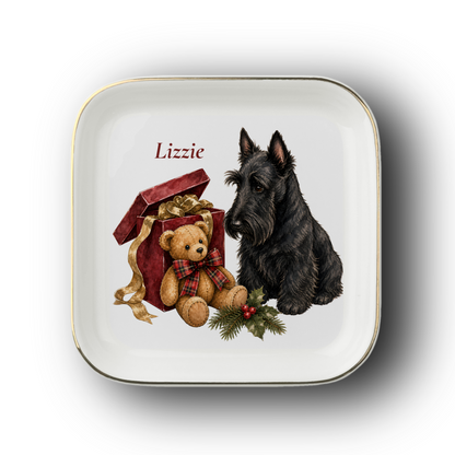 Scottish Terrier jewelry dish on a white background
