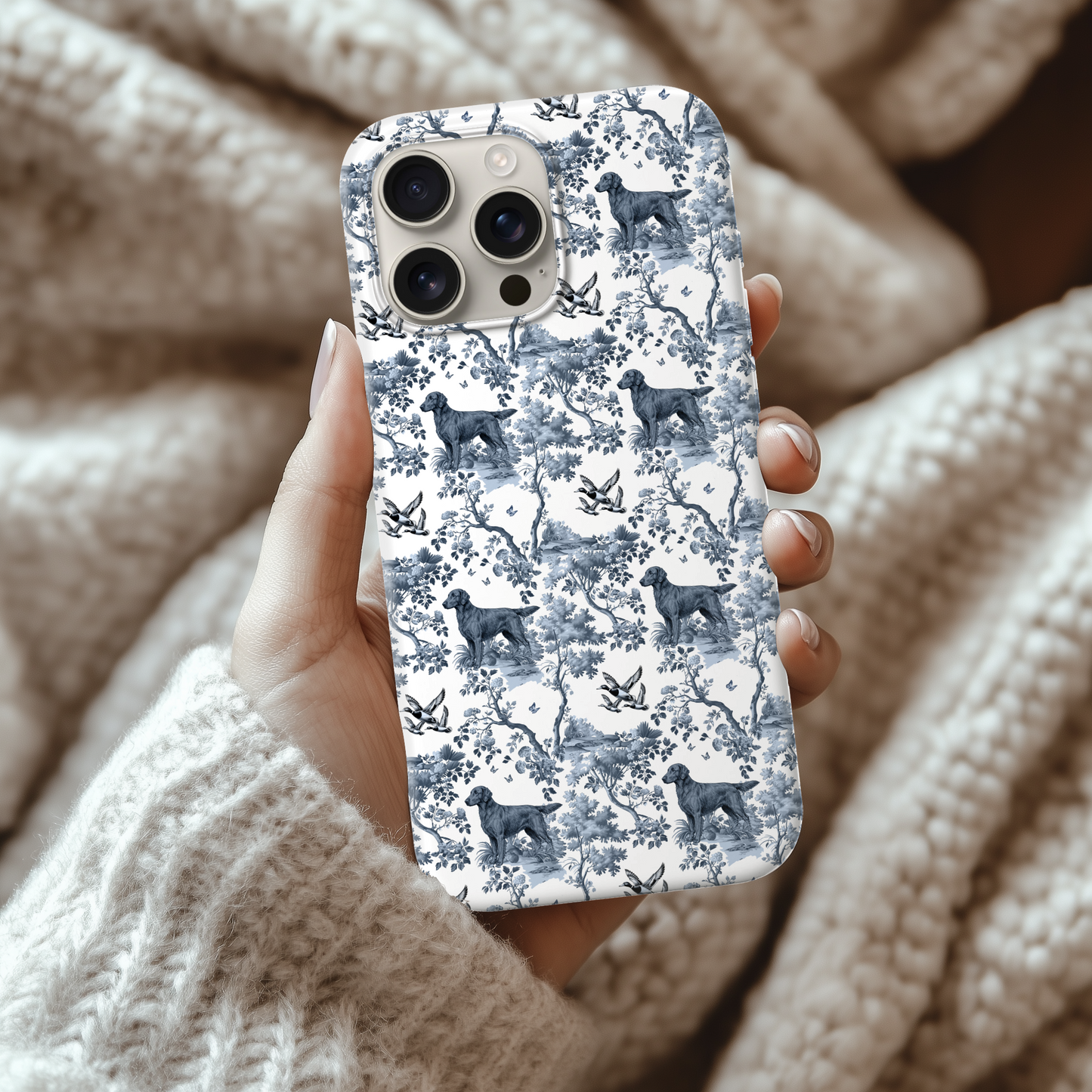 Flat-Coated Retriever Phone Case - Toile Pattern