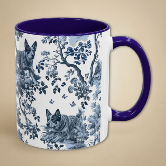 Australian Cattle Dog Garden Toile Deux 11 oz ceramic mug, right view