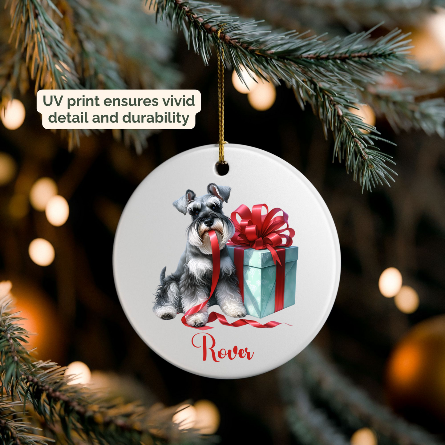 Schnauzer Ornament with Custom Name