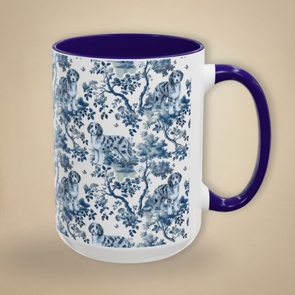 Aussiedoodle Petite Garden Toile 15 oz ceramic mug, right view