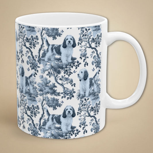 PBGV Garden Toile 11 oz ceramic mug, right view