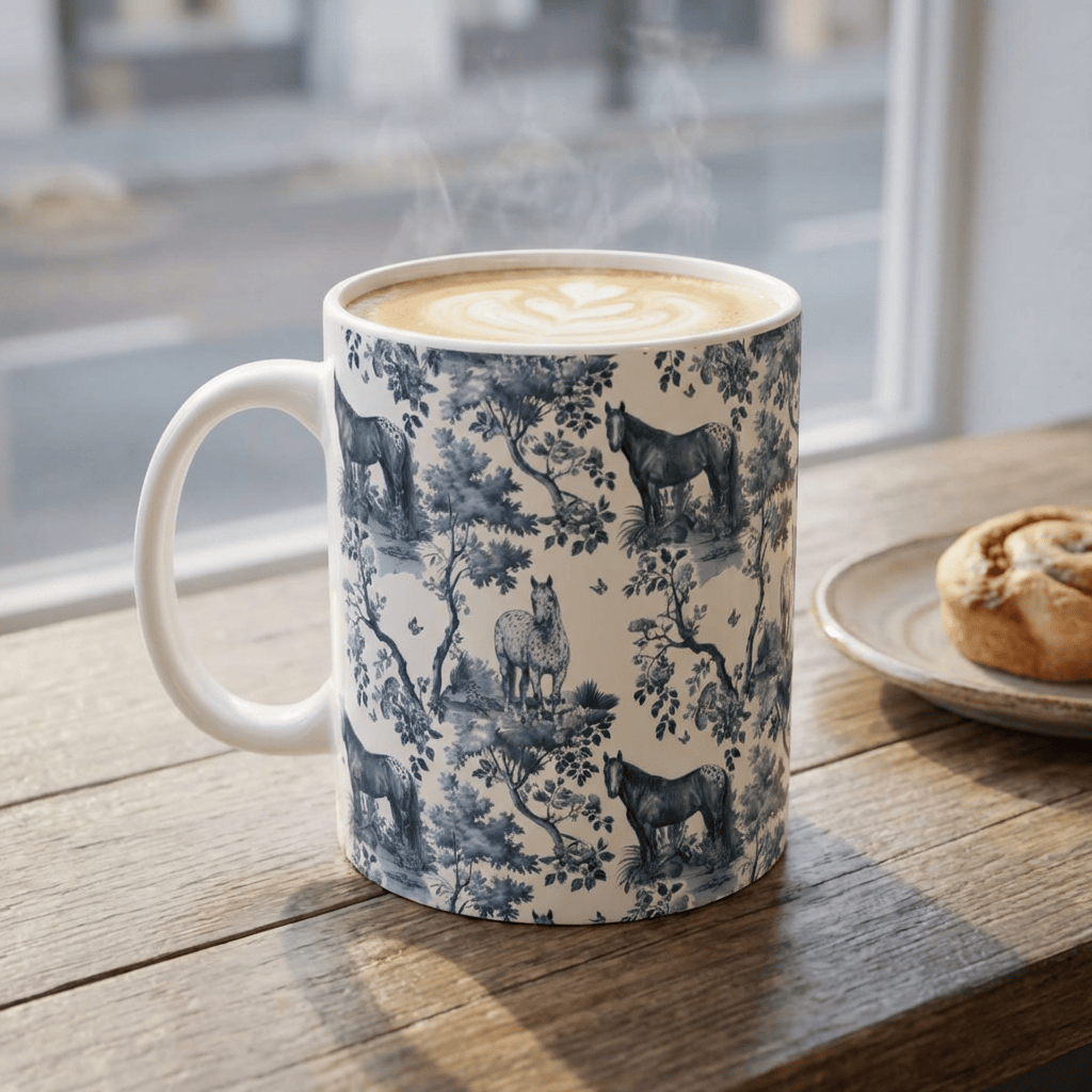 Appaloosa Horse Mug - Blue Toile Pattern