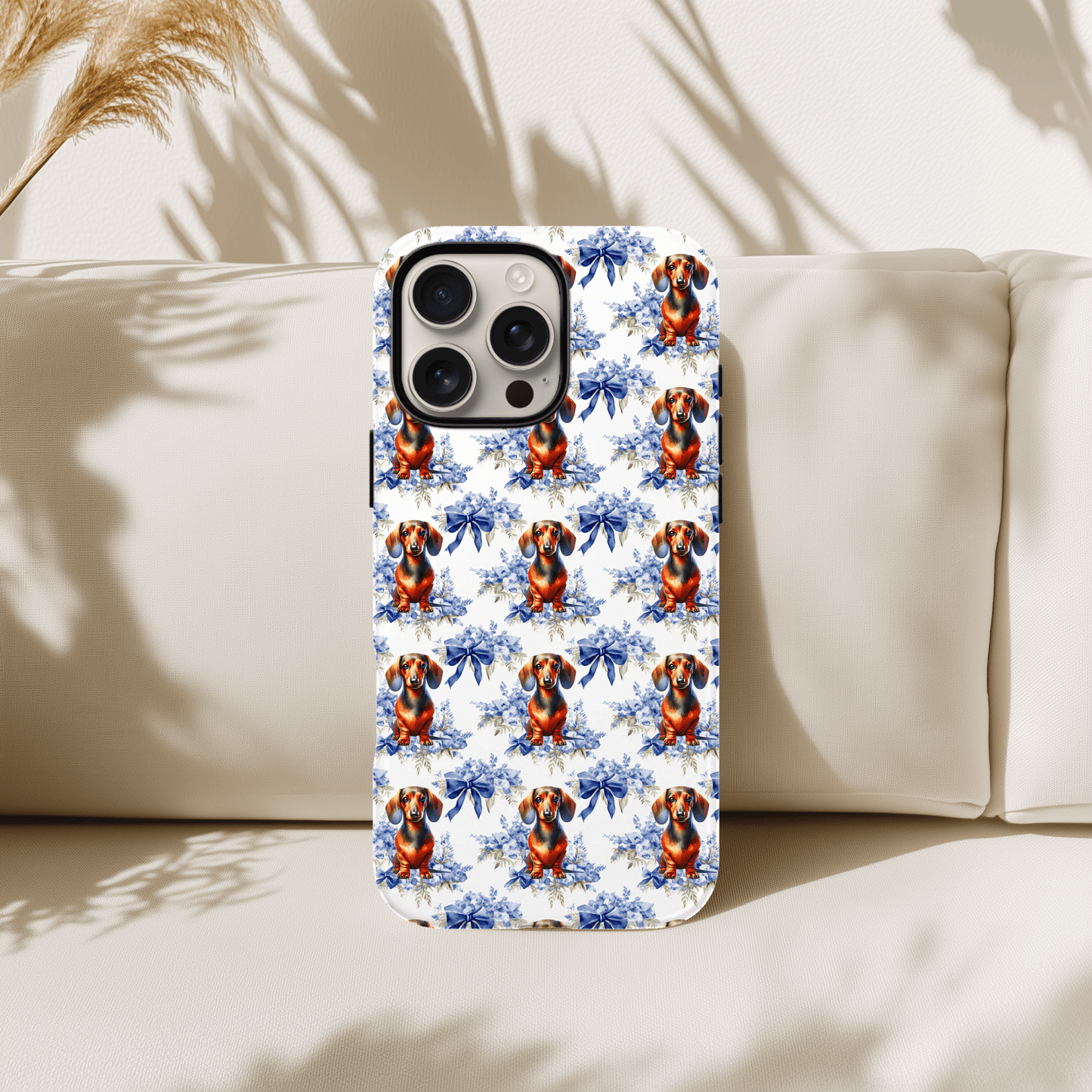 Dachshund Floral Toile Phone Case