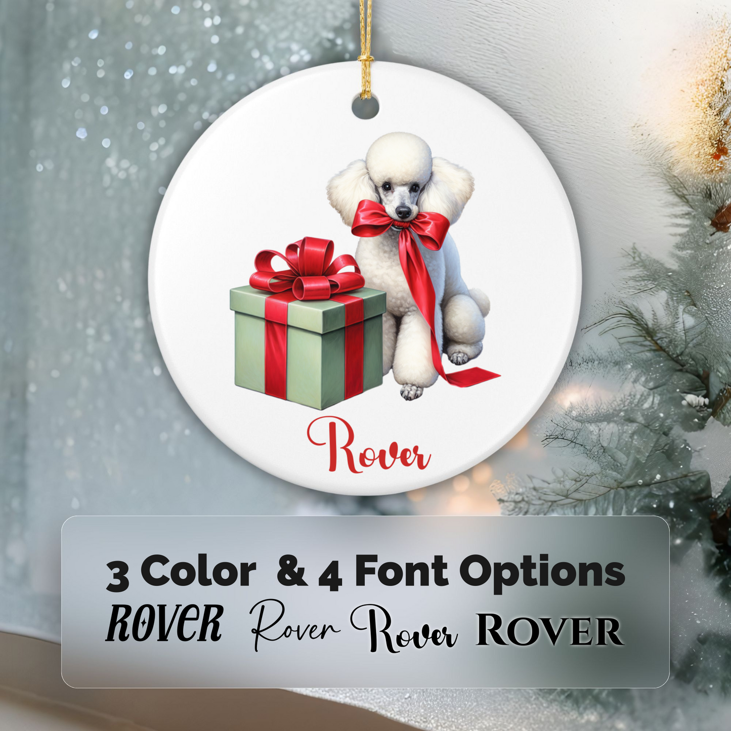Poodle Ornament with Custom Name