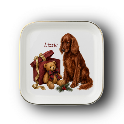 Irish Setter jewelry dish on a white background