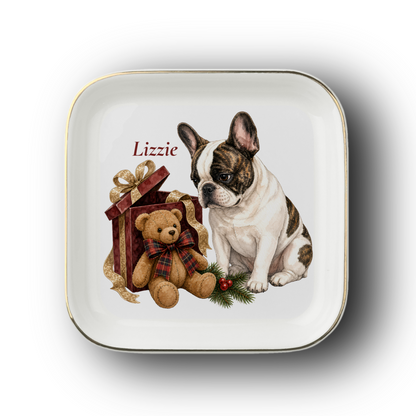 French Bulldog jewelry dish on a white background
