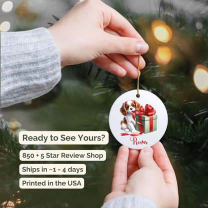 Cavalier King Charles Spaniel Ornament with Custom Name