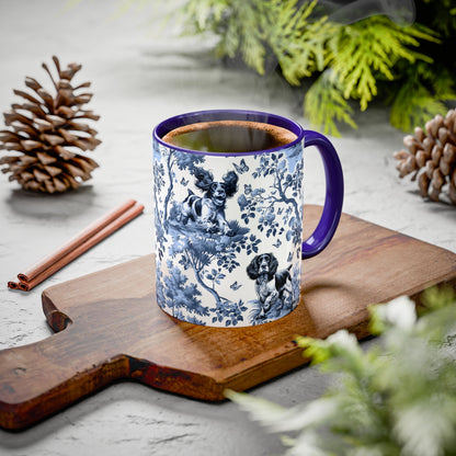 English Springer Spaniel · Garden Toile Deux · Navy Blue Handle Mug