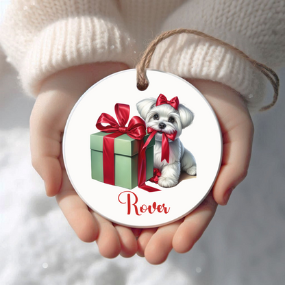 Maltese Ornament with Custom Name