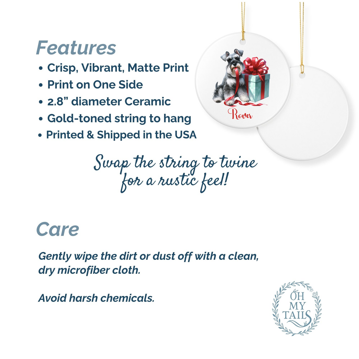 Schnauzer Ornament with Custom Name