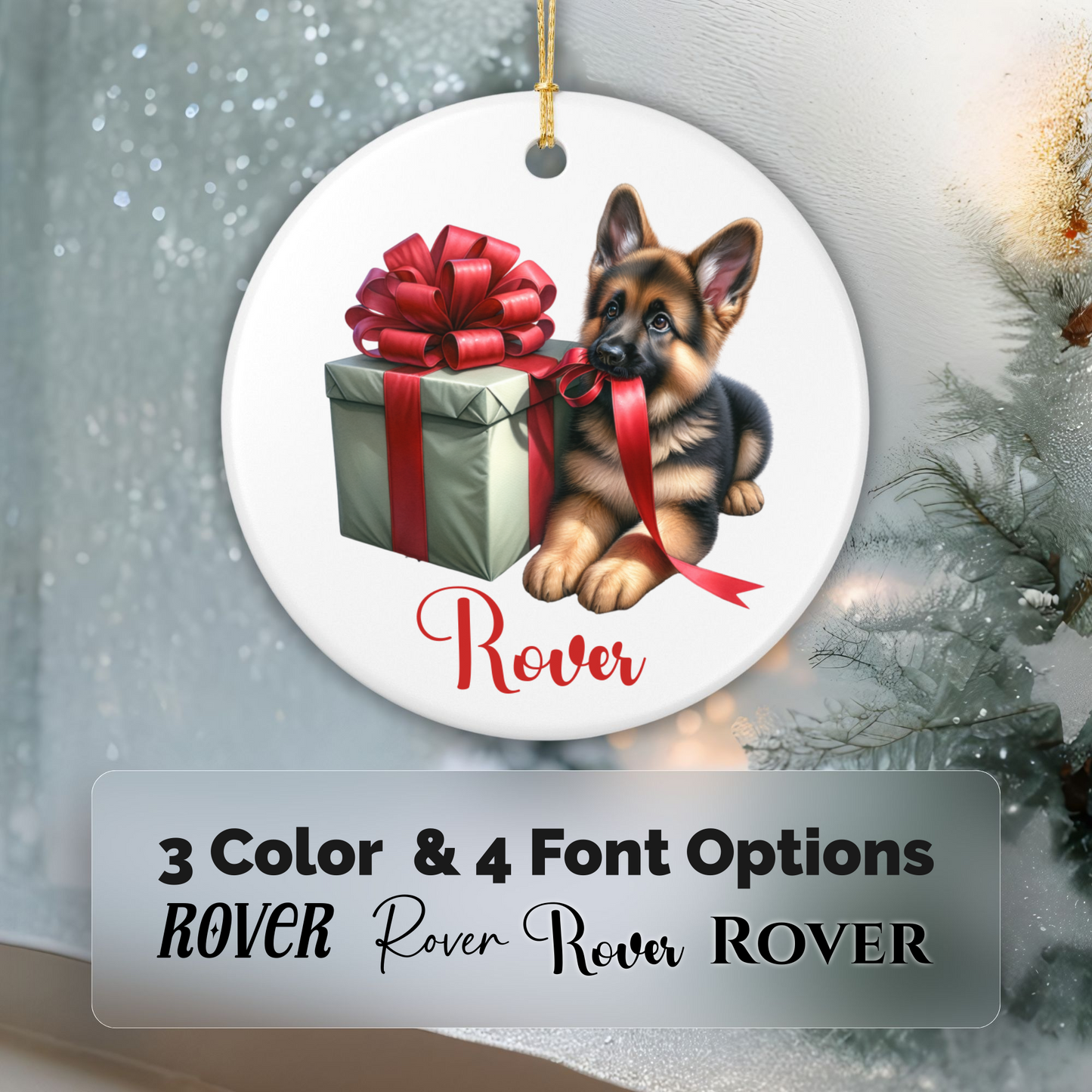 German Shepherd Ornament with Custom Name