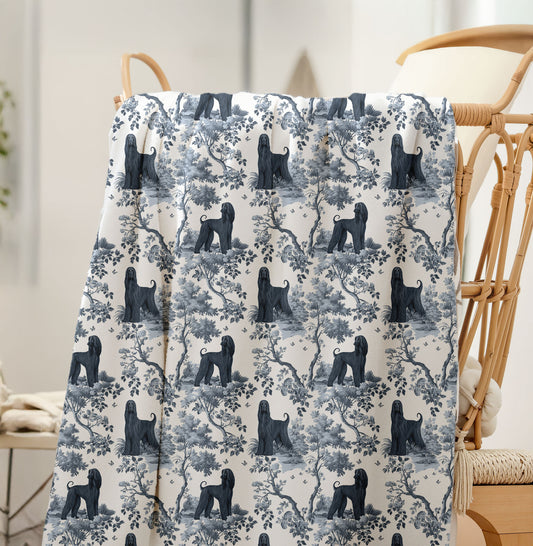 Afghan Hound (black) Blanket - Toile Pattern