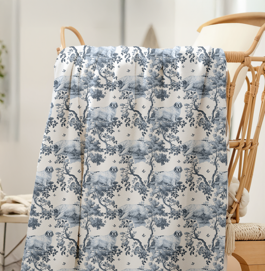 Clumber Spaniel Blanket - Toile Pattern