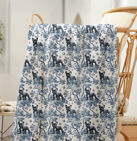French Bulldog Blanket - Toile Pattern