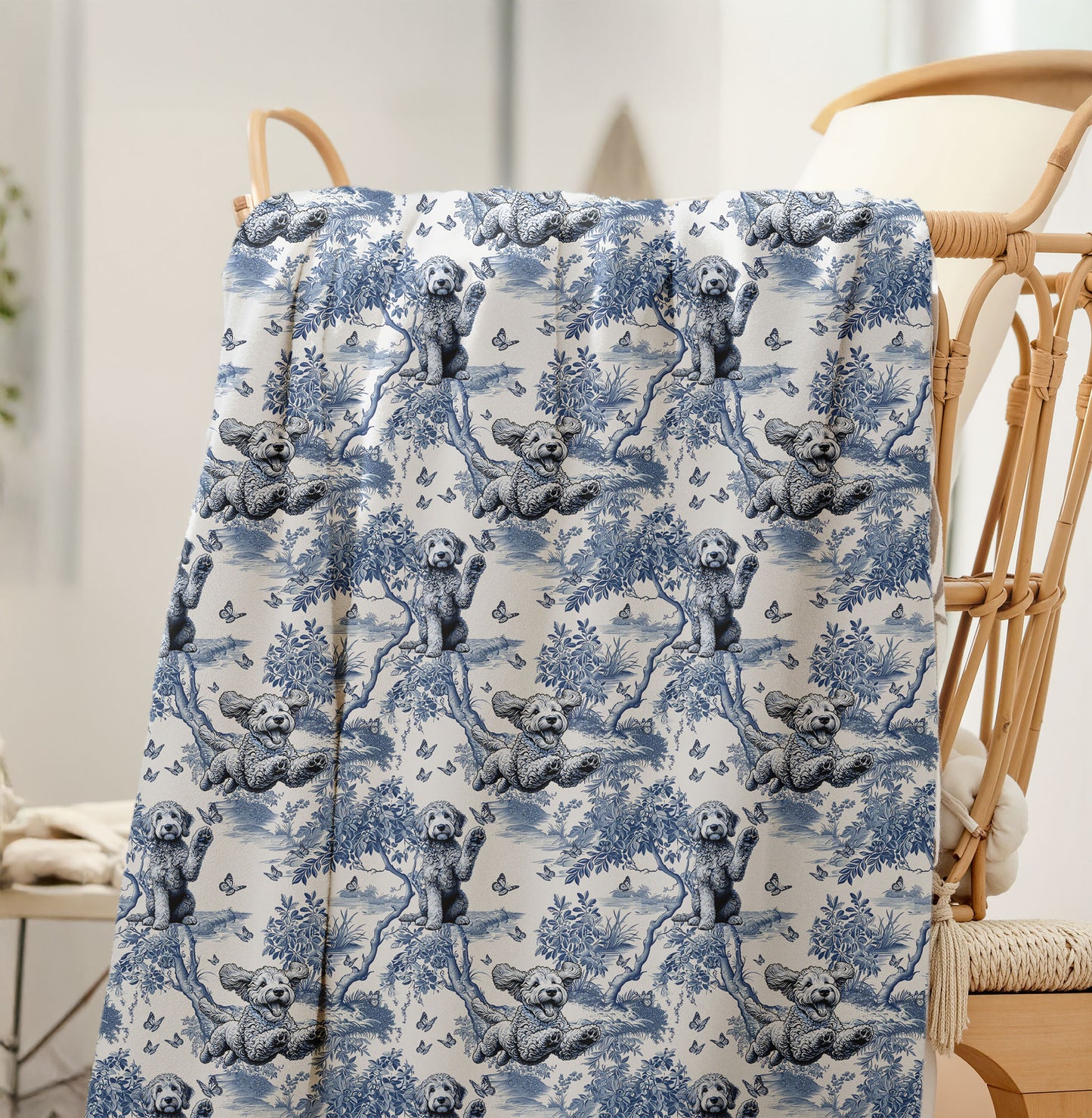 Goldendoodle Blanket - Toile Pattern