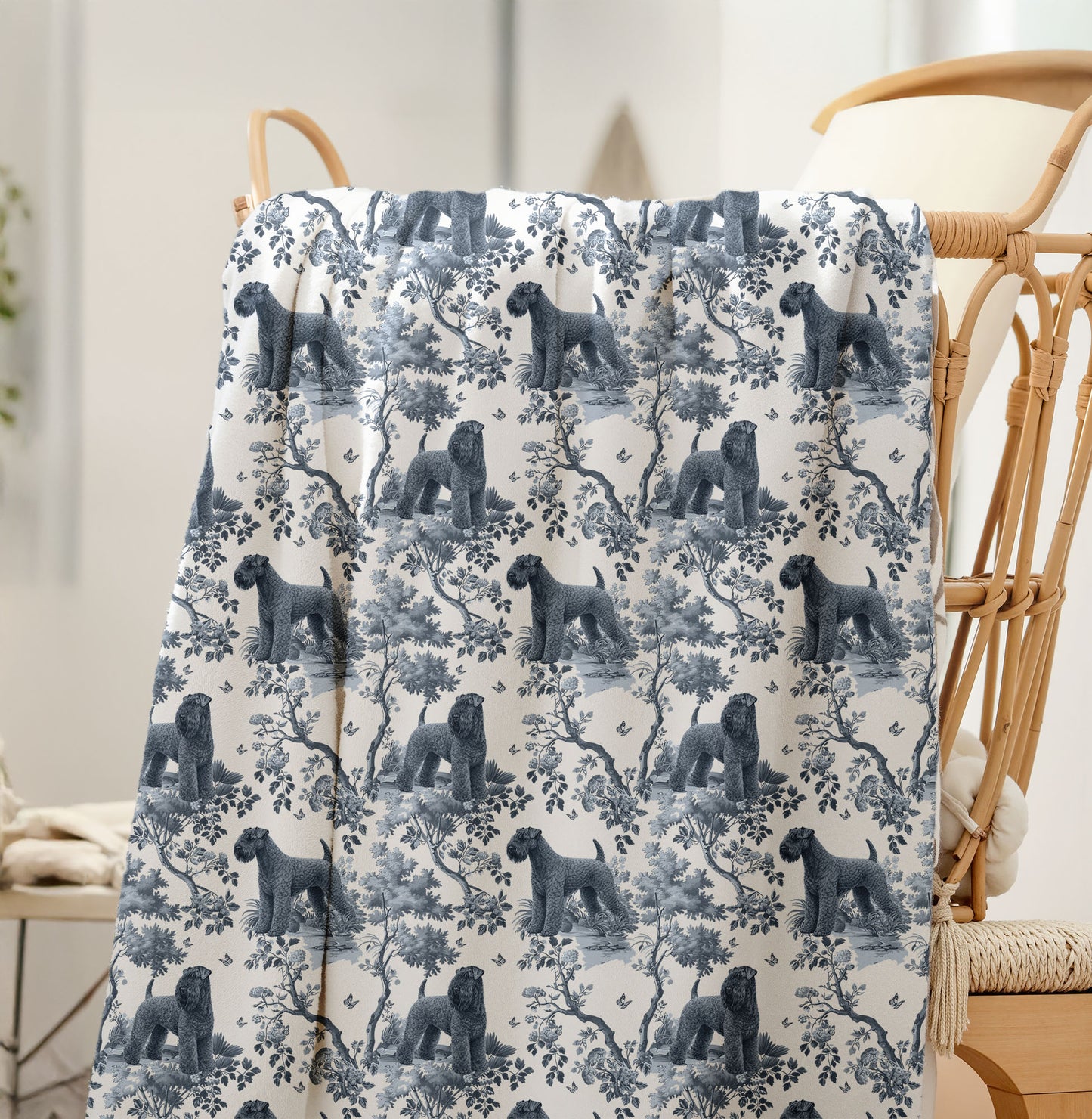 Kerry Blue Terrier Blanket - Toile Pattern