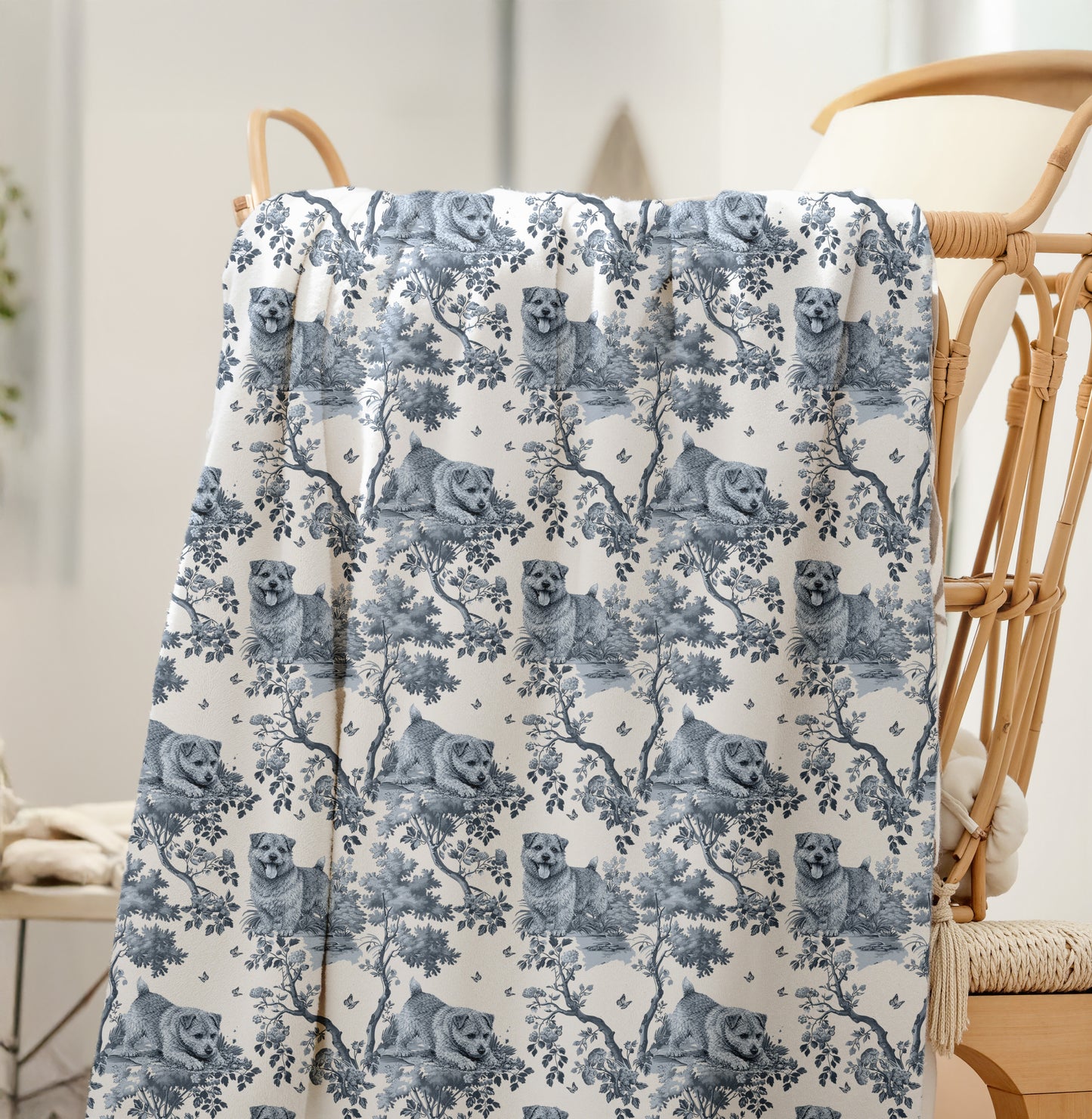 Norfolk Terrier Blanket - Toile Pattern