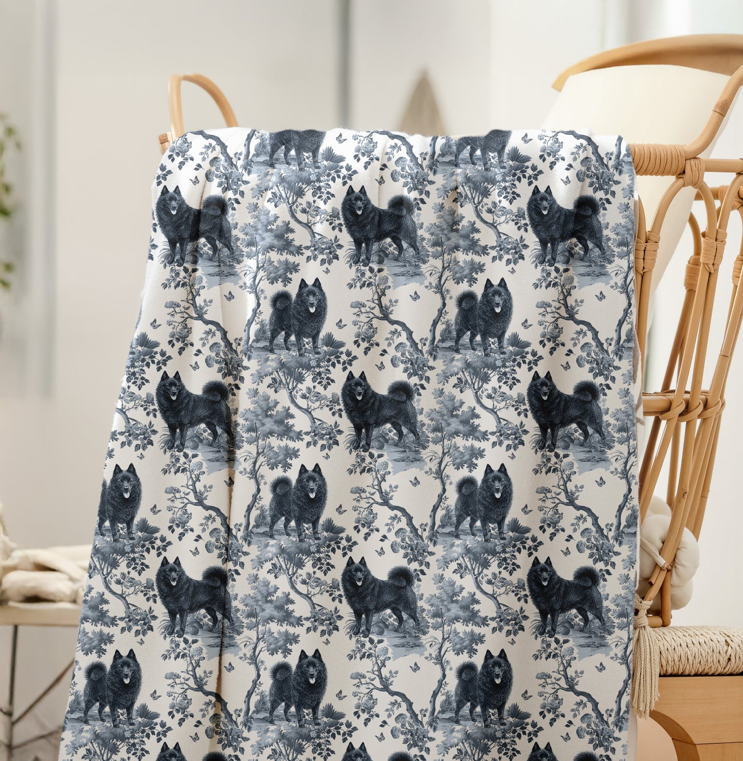 Schipperke (tail) Blanket - Toile Pattern