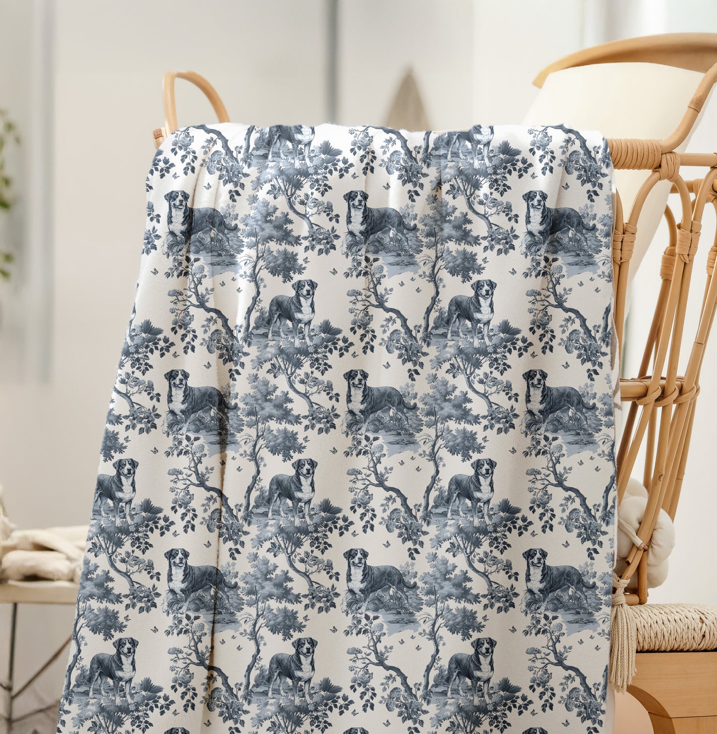 Greater Swiss Mountain Dog Blanket - Toile Pattern