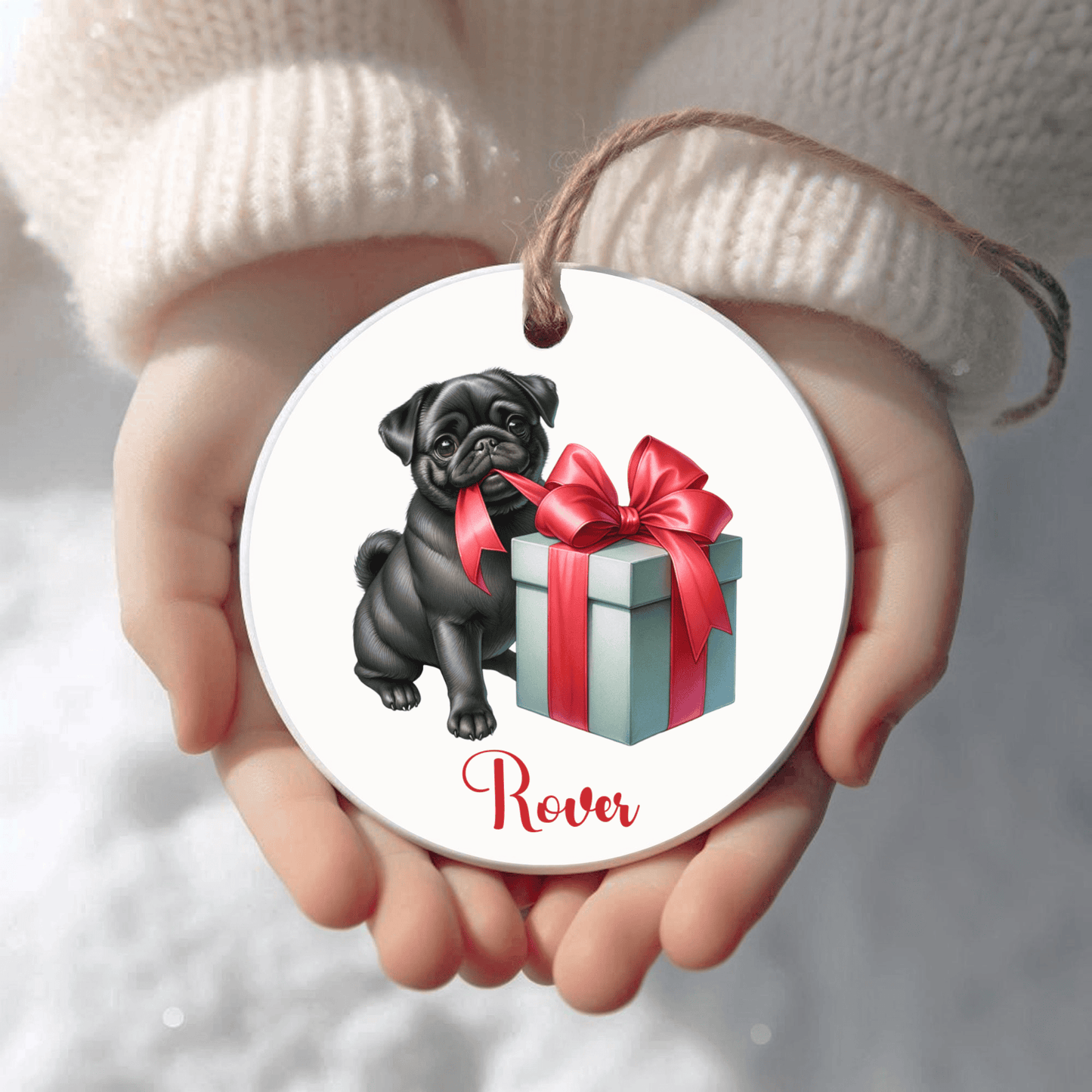 Pug Ornament with Custom Name