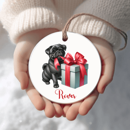 Pug Ornament with Custom Name
