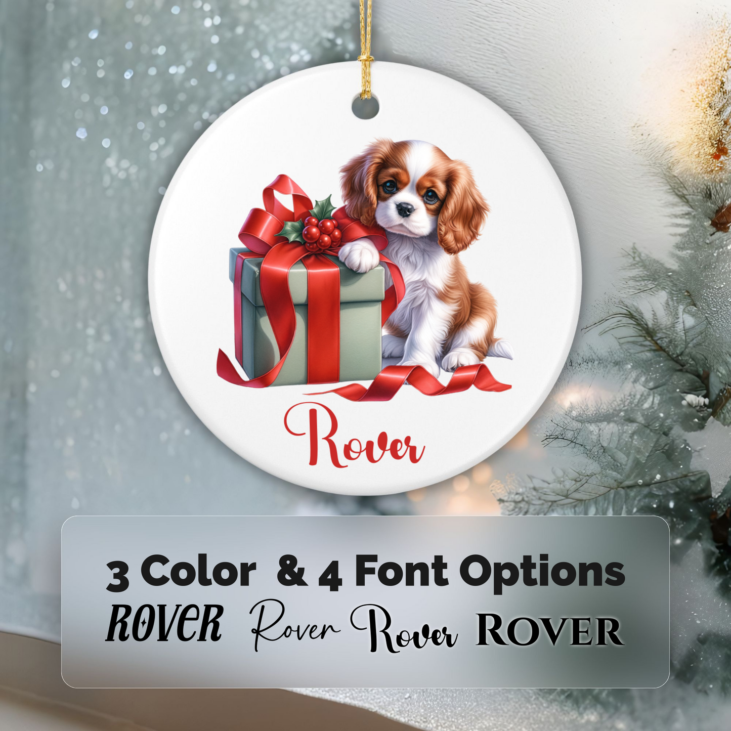 Cavalier King Charles Spaniel Ornament with Custom Name