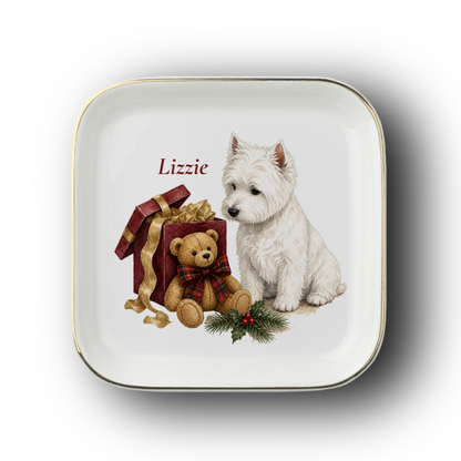 West Highland Terrier jewelry dish on a white background