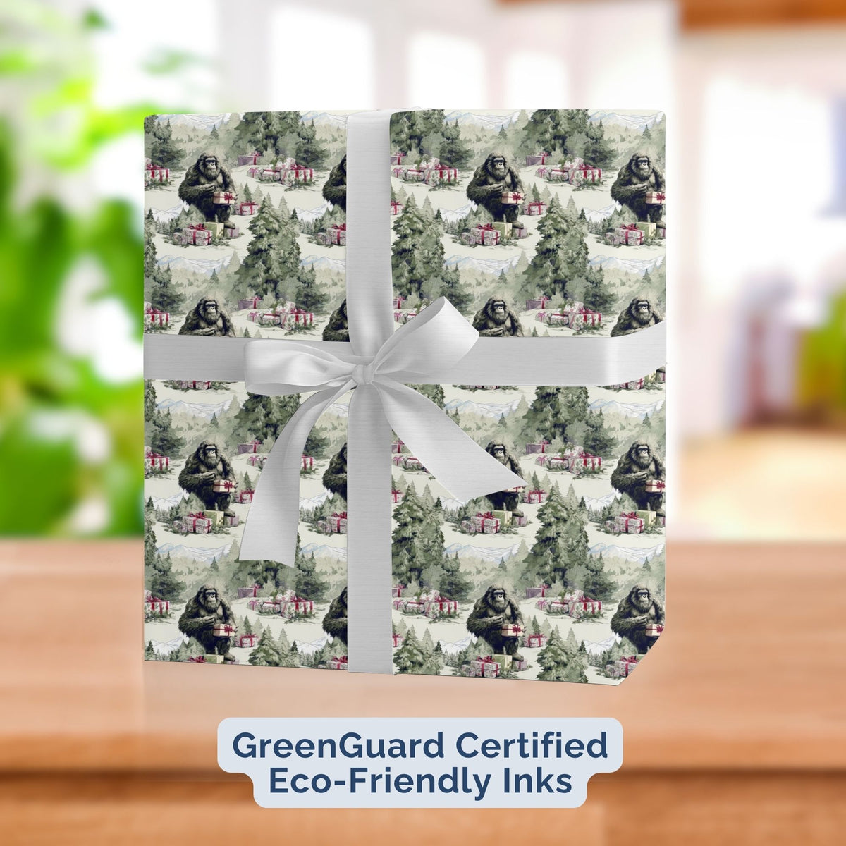 Bigfoot Sasquatch Christmas wrapping paper