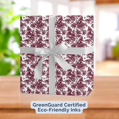 Bigfoot cranberry Christmas wrapping paper