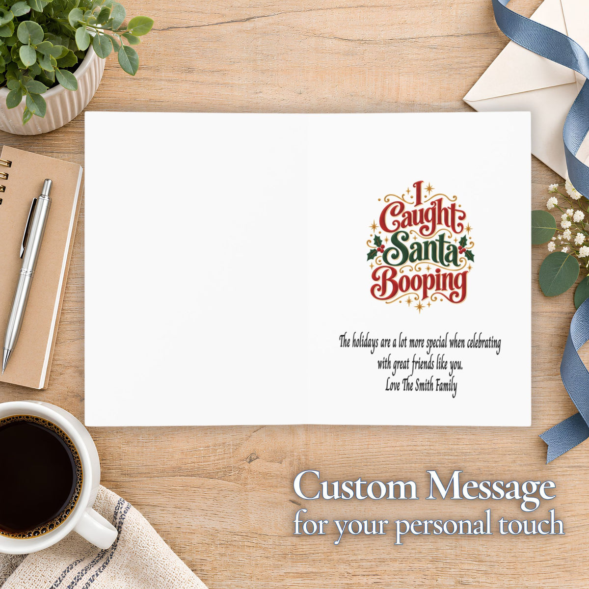 Golden Retriever Greeting Cards · Booping Santa