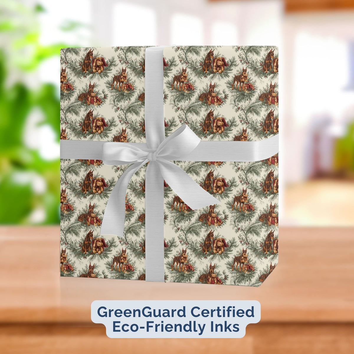 Doberman Pinscher red Christmas wrapping paper