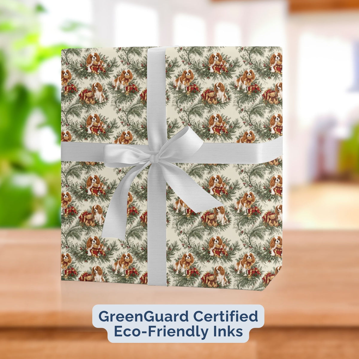 Cavalier King Charles Spaniel Blenheim Christmas wrapping paper