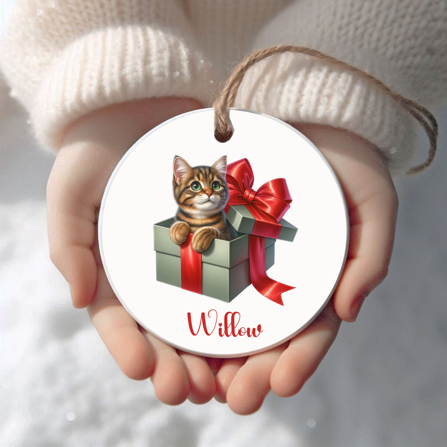 Tabby Cat Ornament with Custom Name