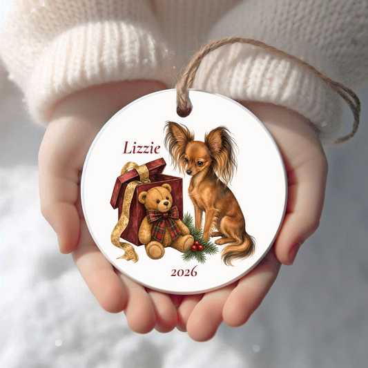 Personalized Russian Toy Christmas ornament held in cupped hands