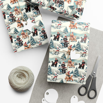 Poodle Winter Wonderland Christmas wrapping paper