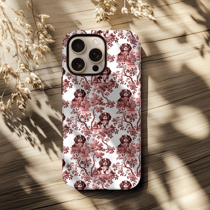 Cavalier King Charles Spaniel Phone Case -  Pink Toile Pattern