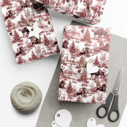 Dachshund red winter toile Christmas wrapping paper