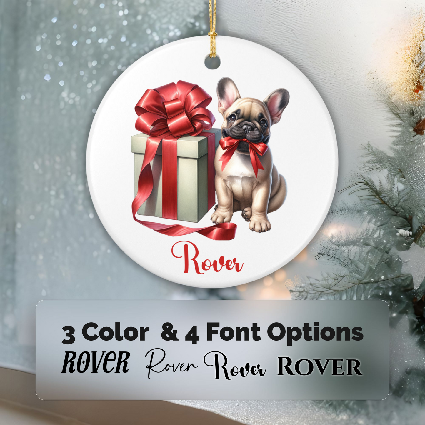 French Bulldog Ornament with Custom Name