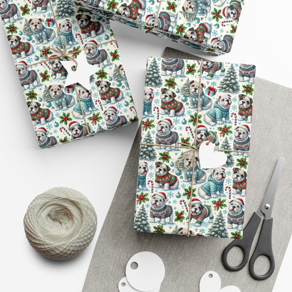 English Bulldog Christmas wrapping paper