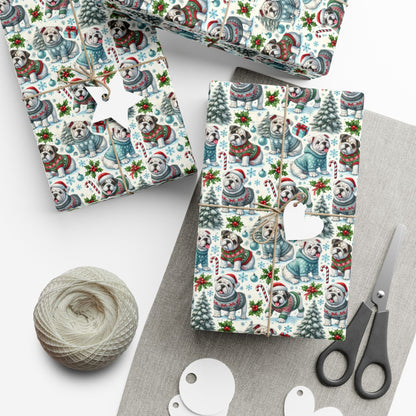 English Bulldog Christmas wrapping paper
