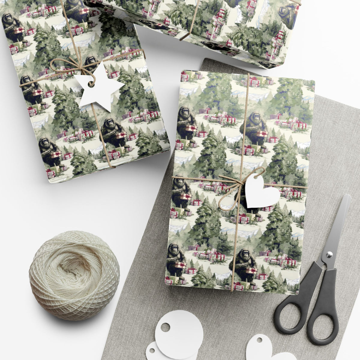 Bigfoot Sasquatch Christmas wrapping paper