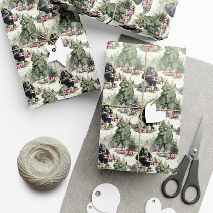 Bigfoot Sasquatch Christmas wrapping paper