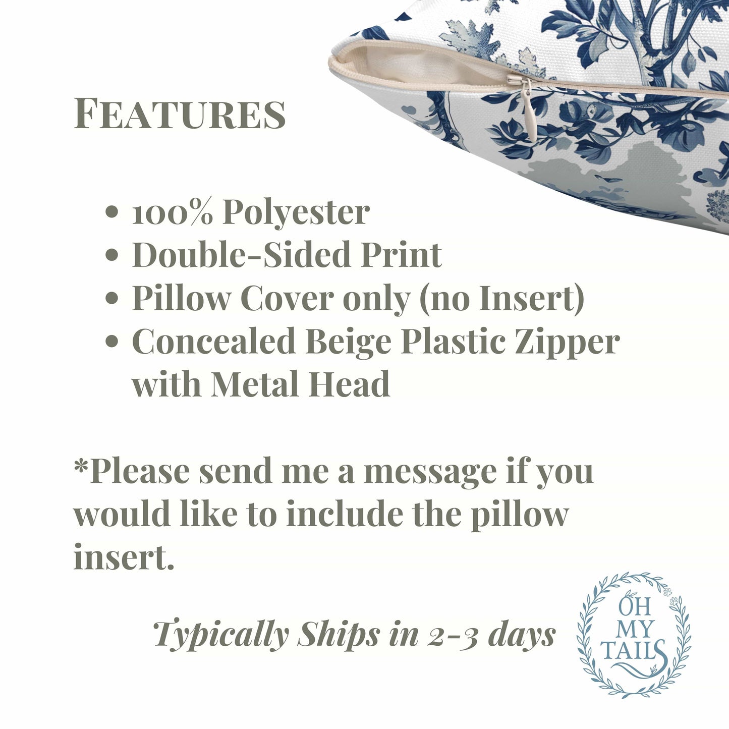 Cat Pillow Cover - Toile