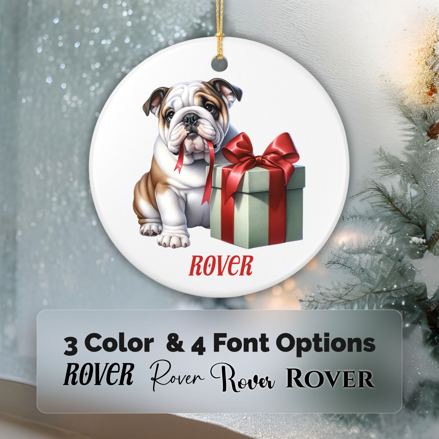 English Bulldog Ornament with Custom Name