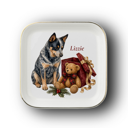 Australian Cattle Dog jewelry dish on a white background